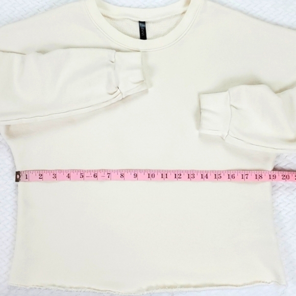 SAVVI Malia Small Cream Ivory Racerback Cut Out Detail Raw Hem Sweatshirt Small - Picture 10 of 17